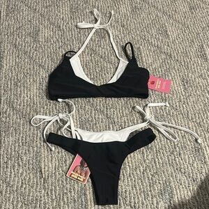 Strawberrymilkmob Black & White “Rodeo” Bikini Set